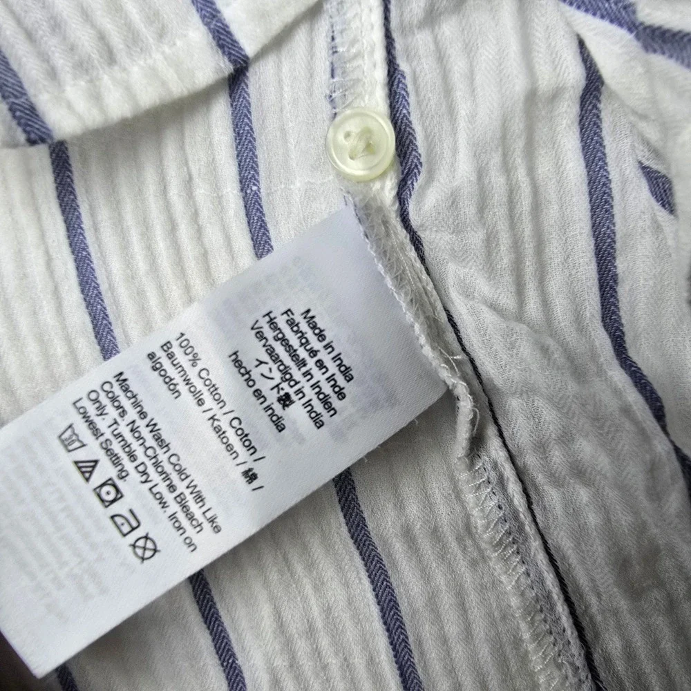 J. Crew NWT Women's Puff Sleeve Top in Sheer Gauze White Striped Size‎ XS